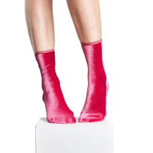 Simone Wild Velvet Socks in Magenta