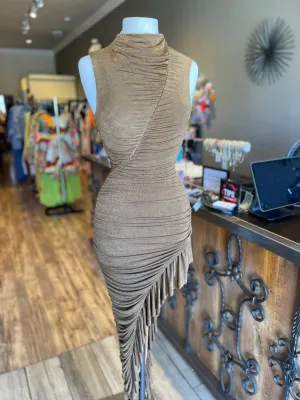 Sleeveless Scrunge Slit Dress