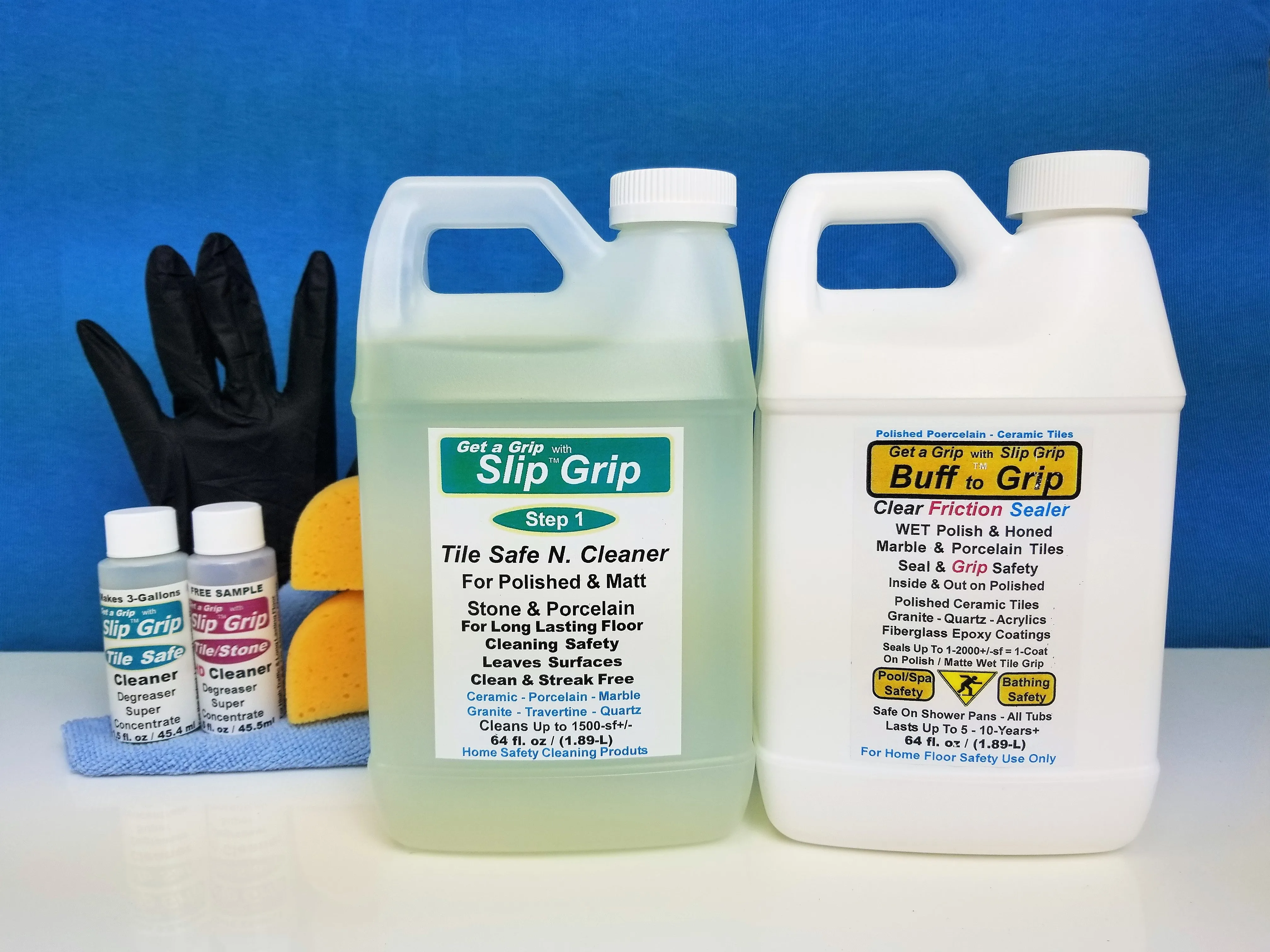 Slip Grip - Buff to Grip Friction Sealer & Cleaners   Starter Tool Kit 64oz, 8 Items