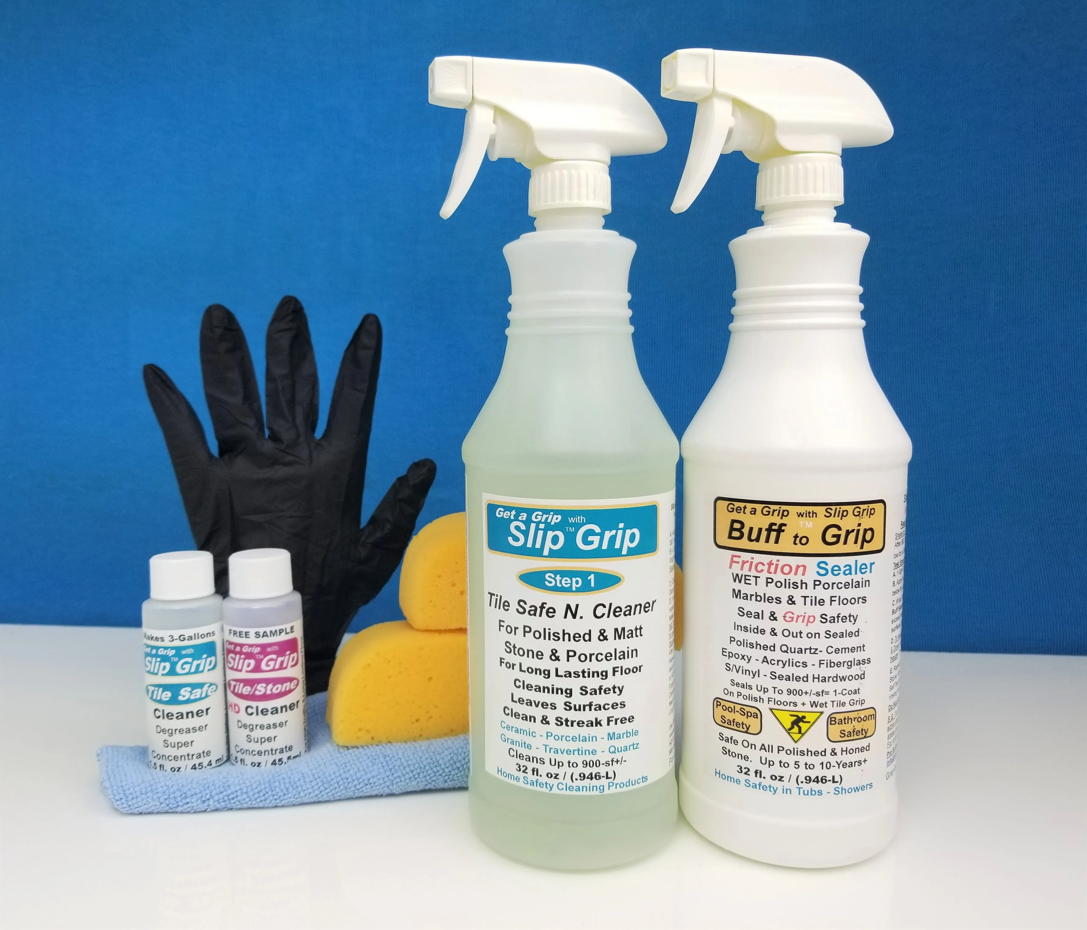 Slip Grip - Buff to Grip Friction Sealer & Safety  Cleaner Kit Starter Tool Kit , 8 Items