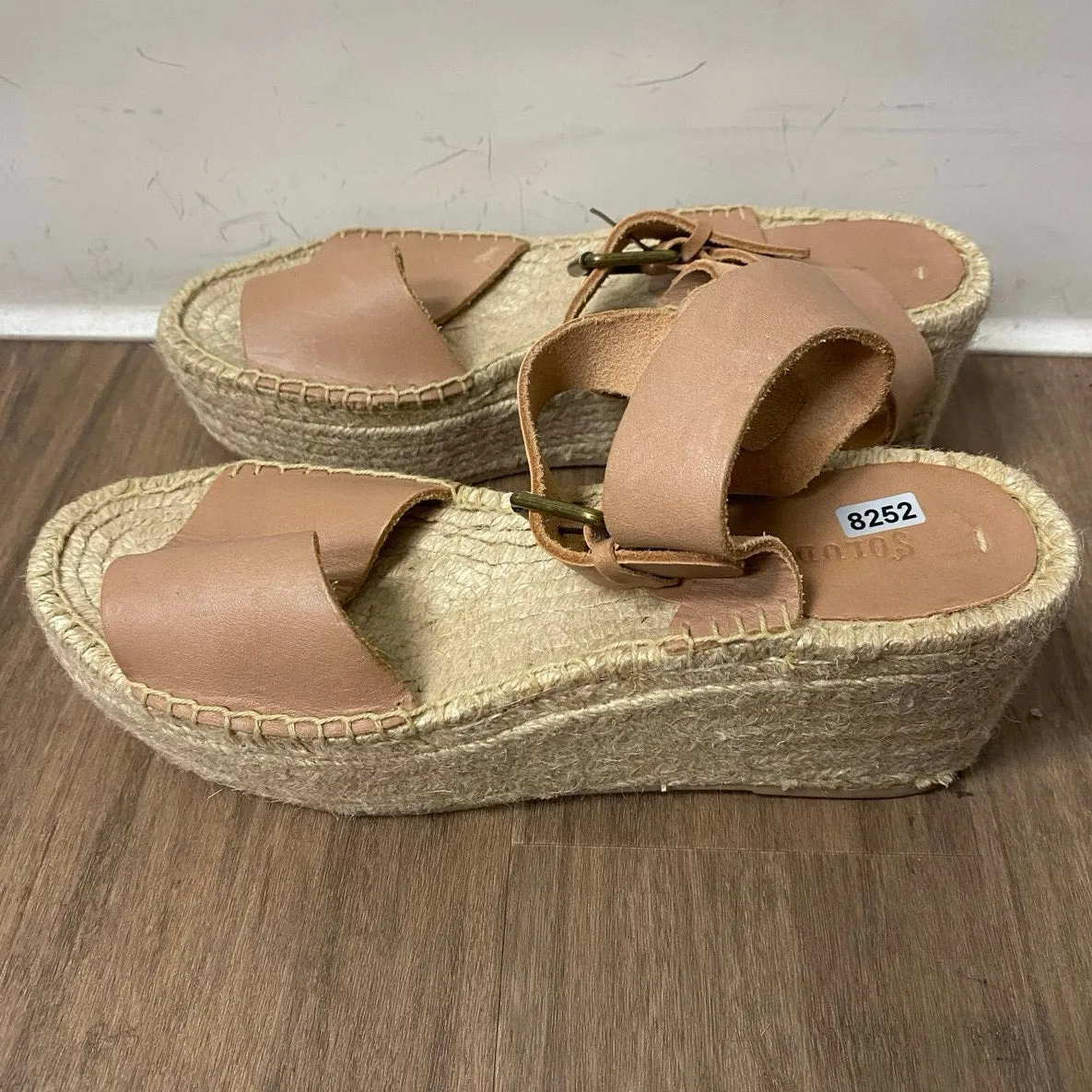 Soludos Nude Sandals Bucle Strap, Woven Soles Sz 9.5