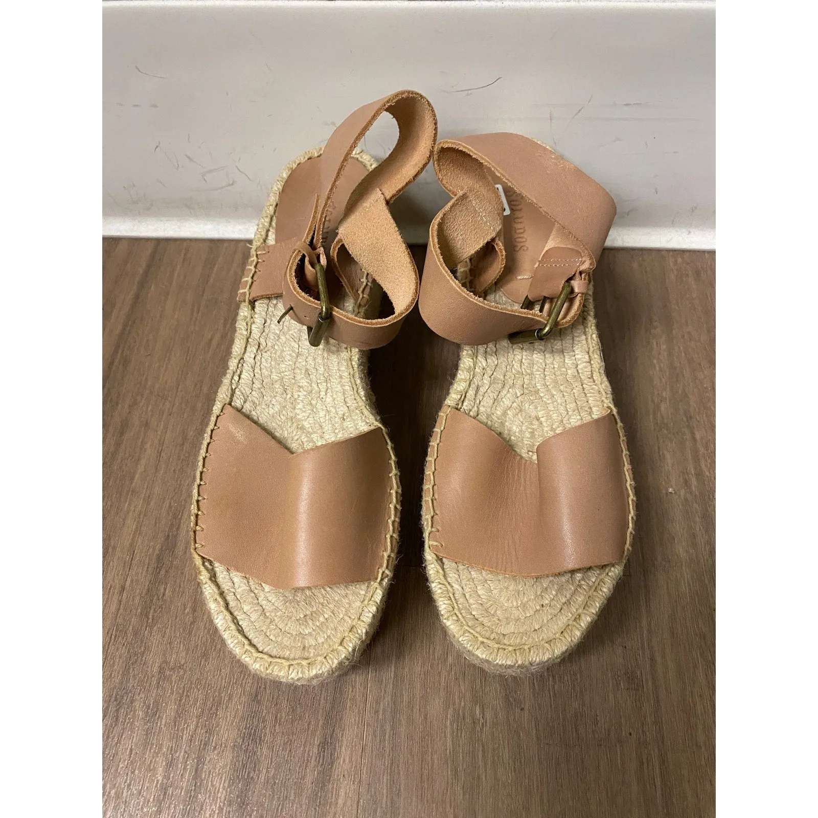 Soludos Nude Sandals Bucle Strap, Woven Soles Sz 9.5