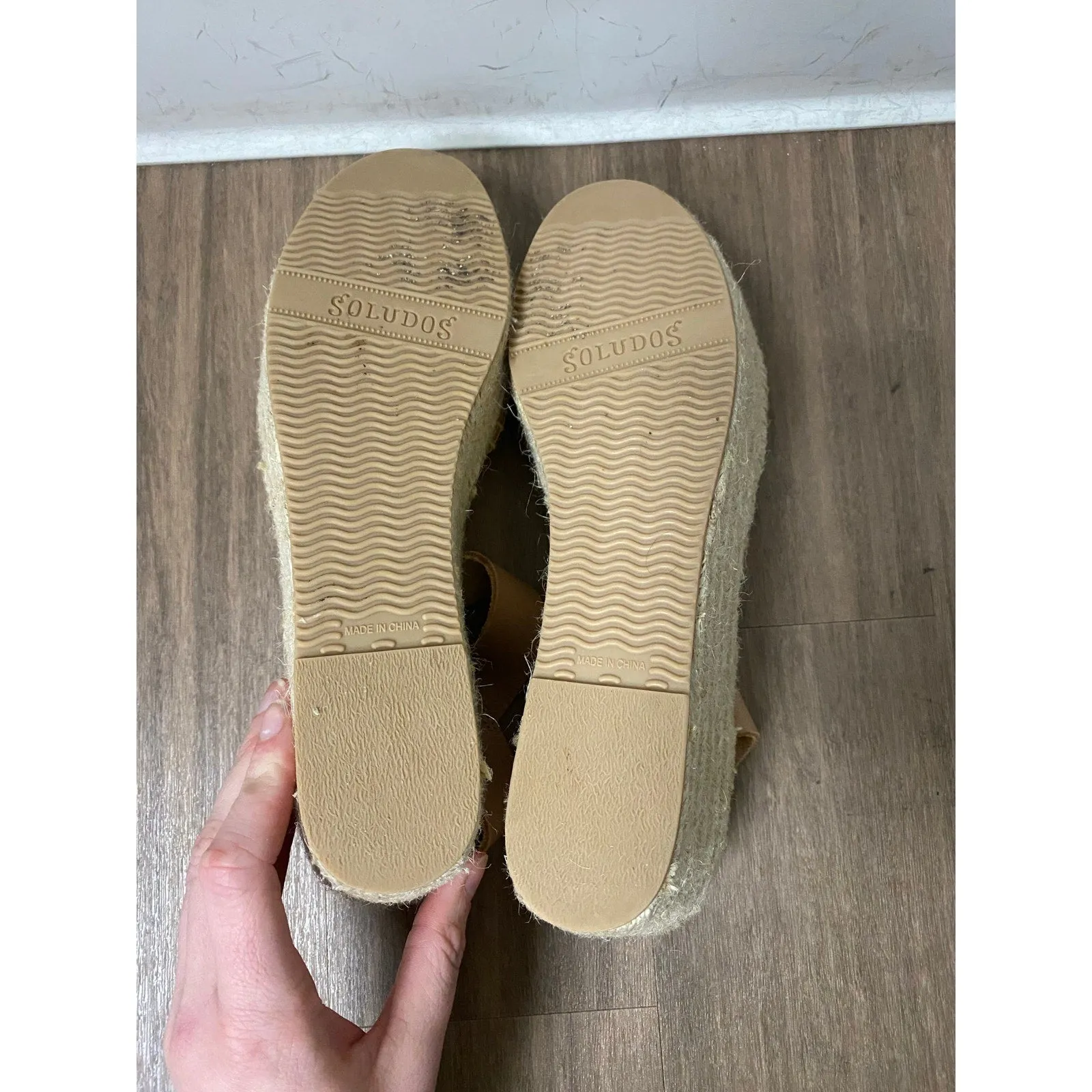 Soludos Nude Sandals Bucle Strap, Woven Soles Sz 9.5