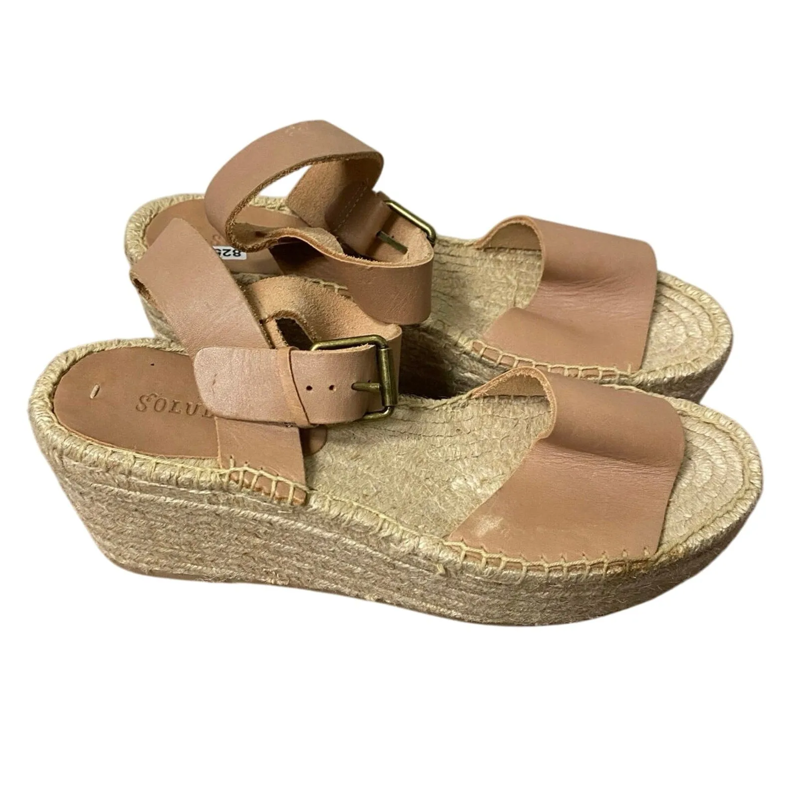 Soludos Nude Sandals Bucle Strap, Woven Soles Sz 9.5