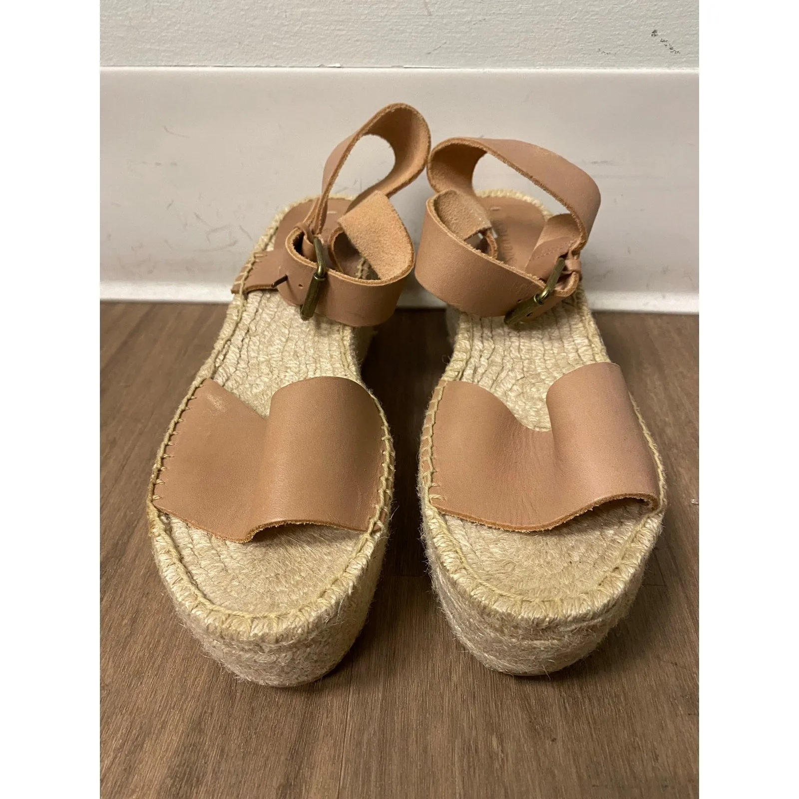 Soludos Nude Sandals Bucle Strap, Woven Soles Sz 9.5