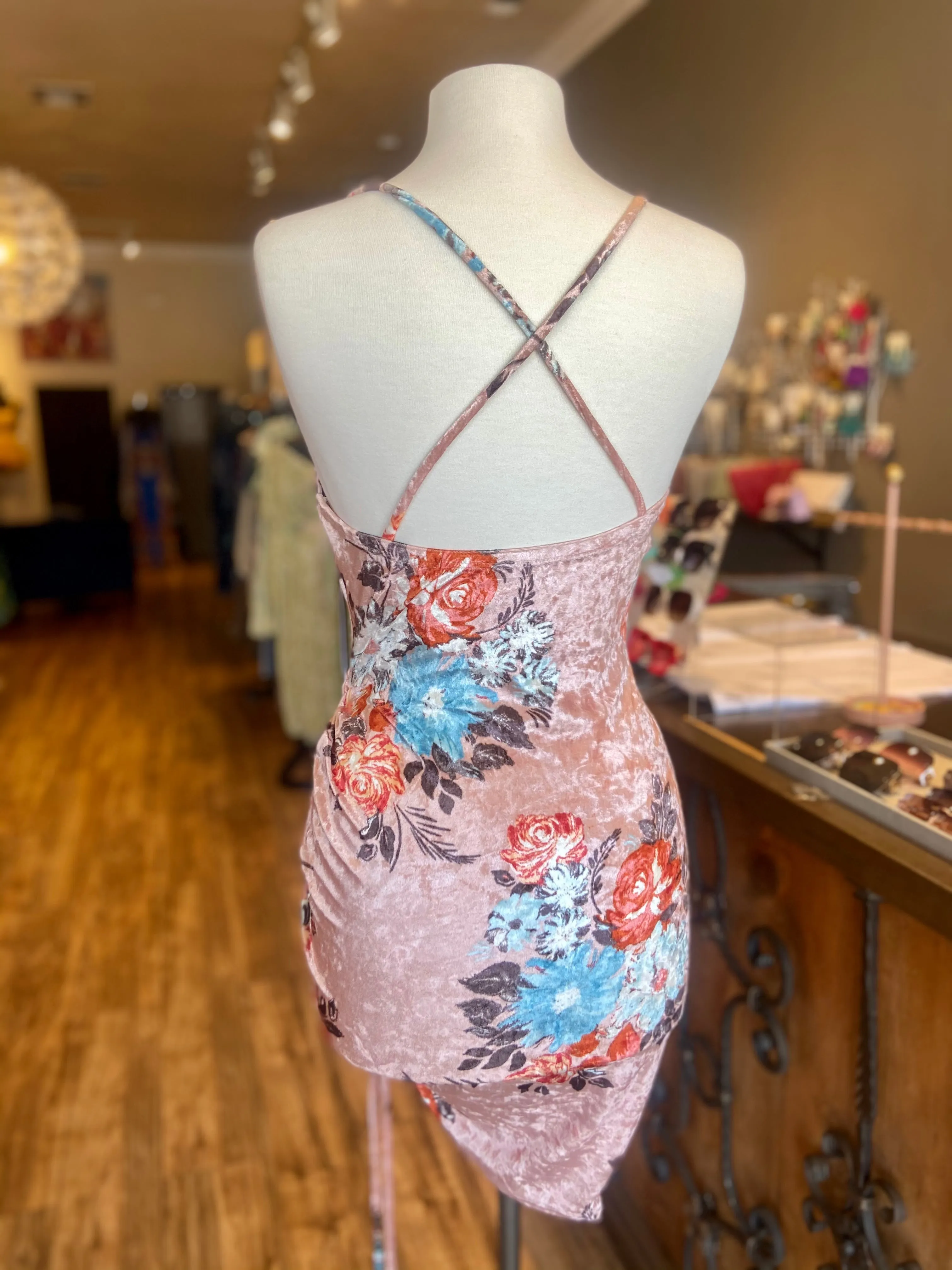 Strap Shoulder Cross Back Mini Dress FINAL SALE