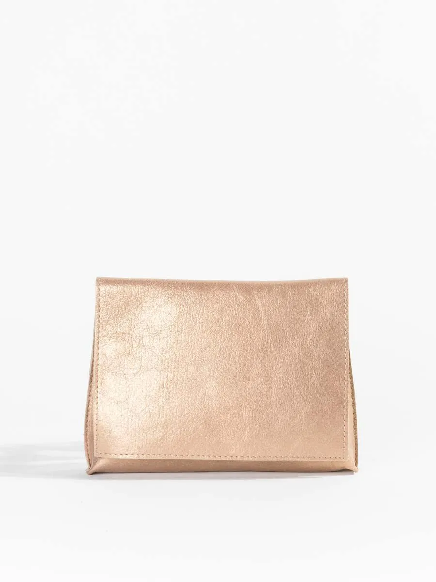 strappy foldover - rose gold