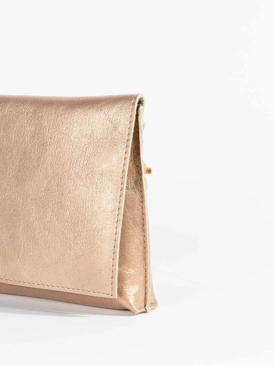 strappy foldover - rose gold