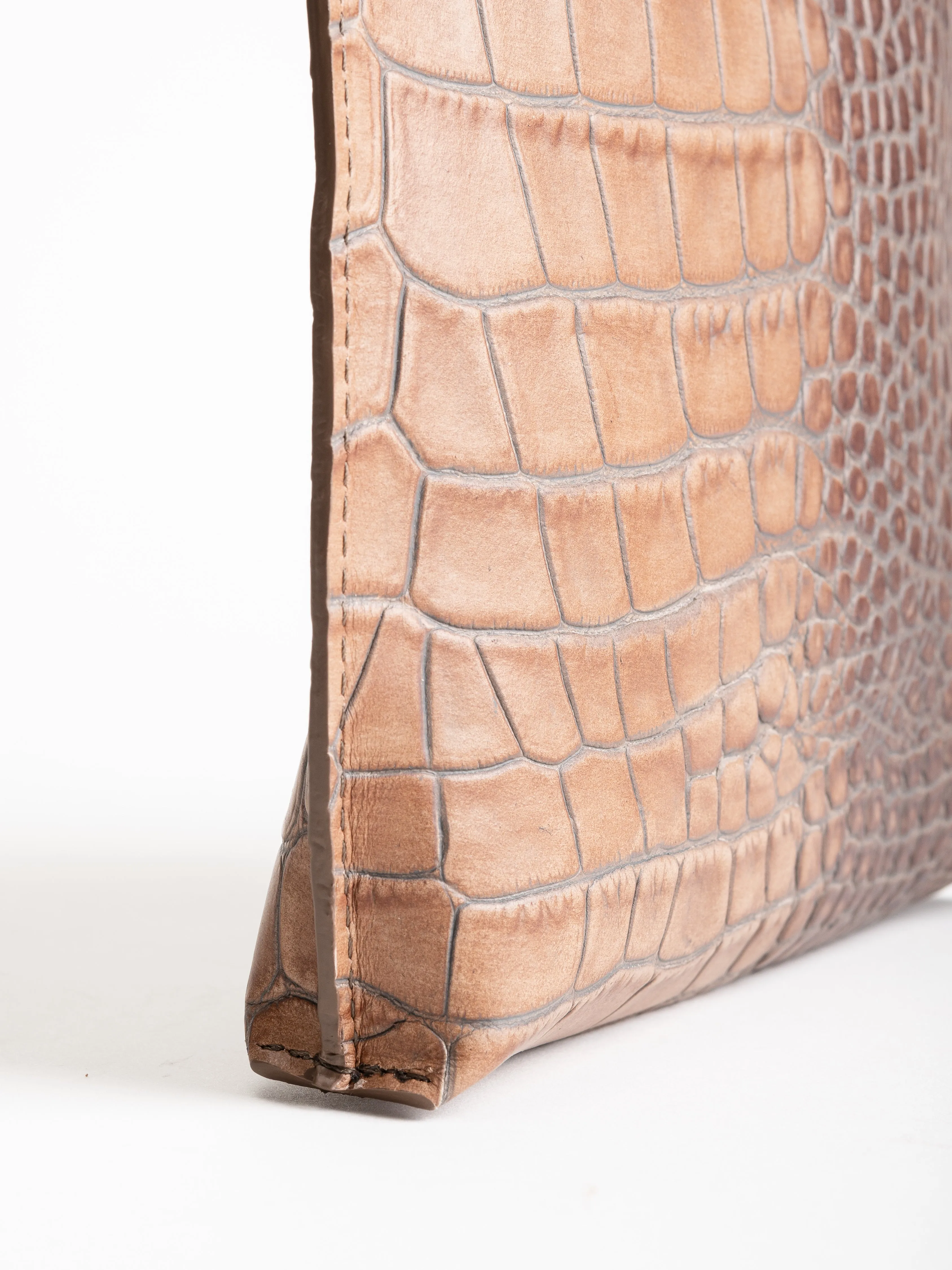 strappy pouch - latte embossed gator