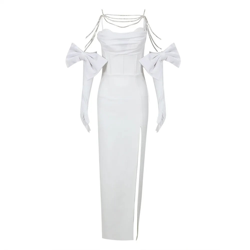 Strappy Sleeveless Drill Chain Maxi Bandage Dress HL9563