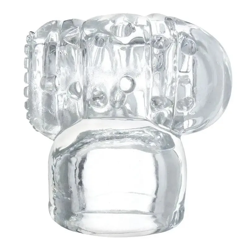 Stretchy Clear Textured Tube Wand Attachment for Him