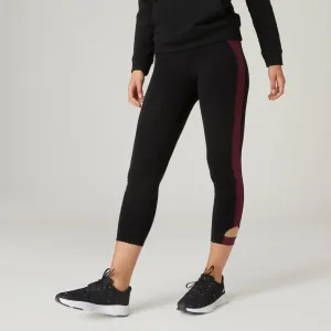 Stretchy Cotton Fitness 7/8 Leggings - Green Print