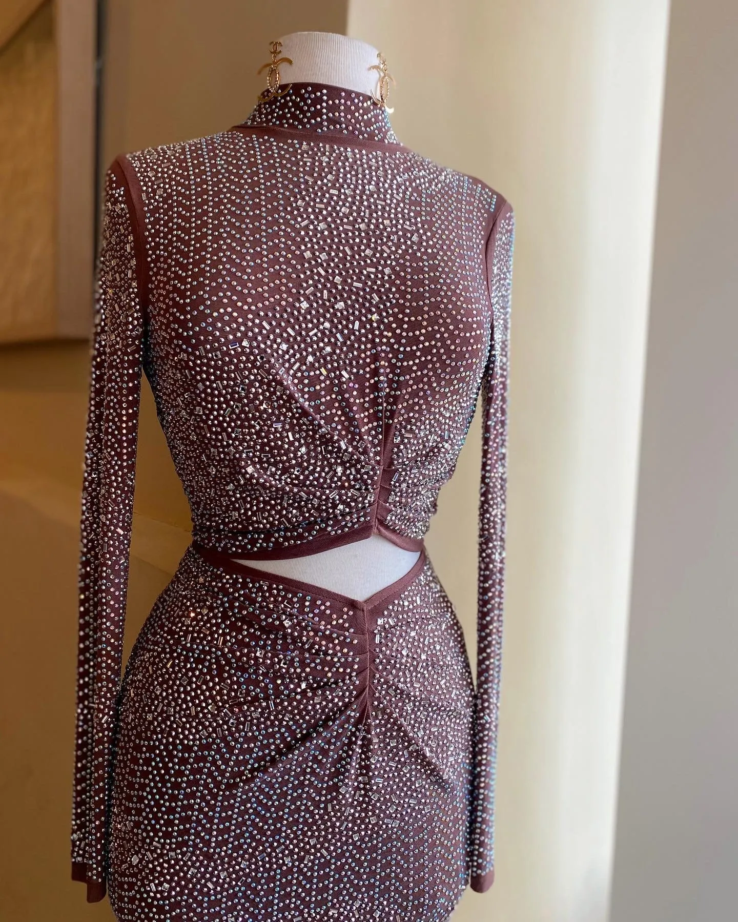 Studded Cutout Rouge Dress