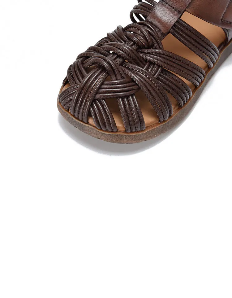 Summer Leather Woven Close Toe Fisherman Sandals