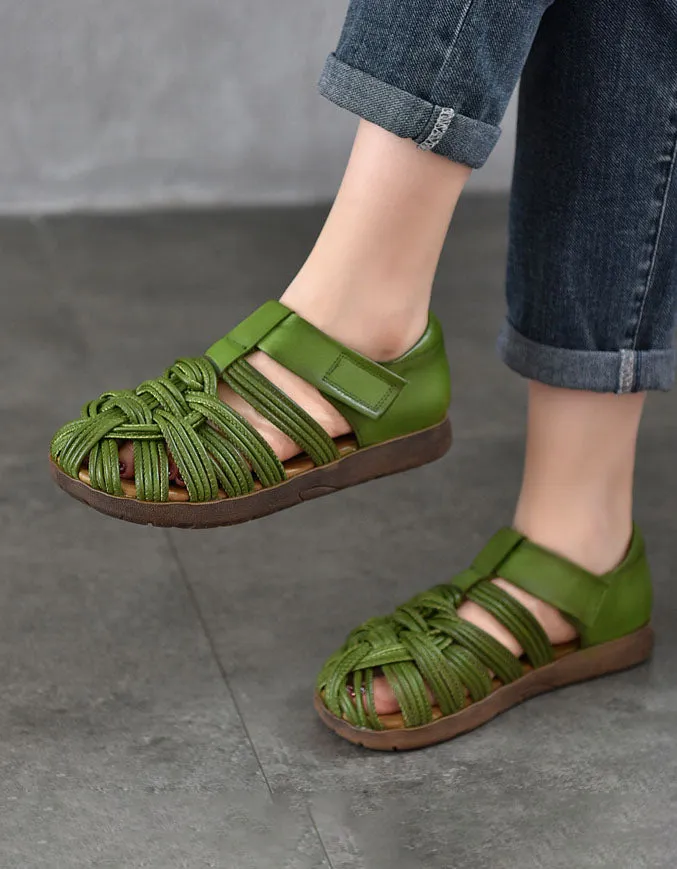 Summer Leather Woven Close Toe Fisherman Sandals