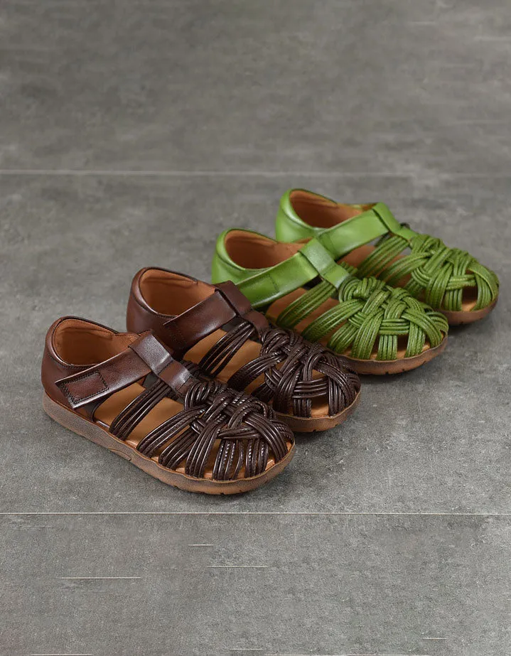 Summer Leather Woven Close Toe Fisherman Sandals