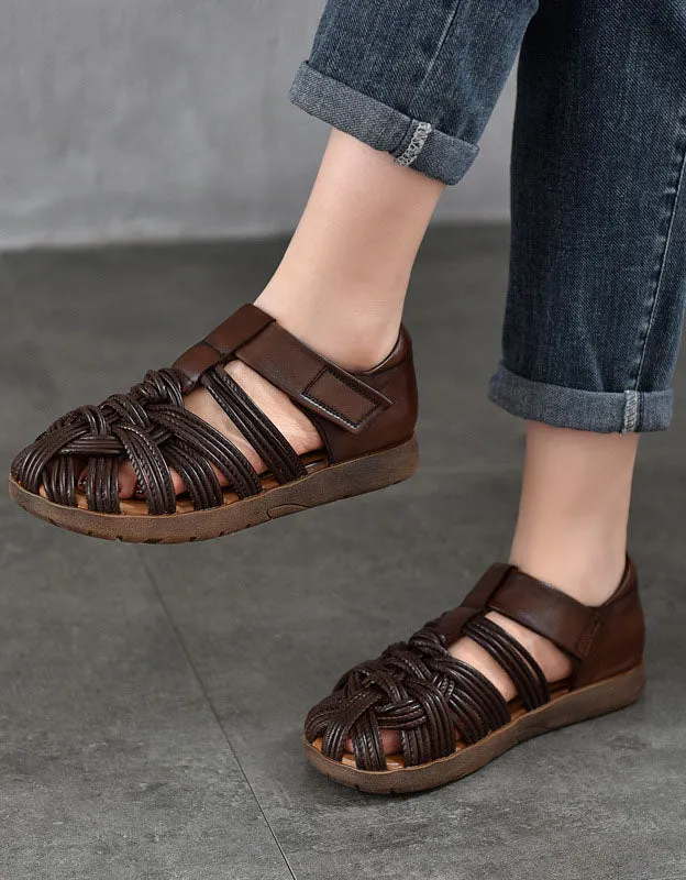 Summer Leather Woven Close Toe Fisherman Sandals