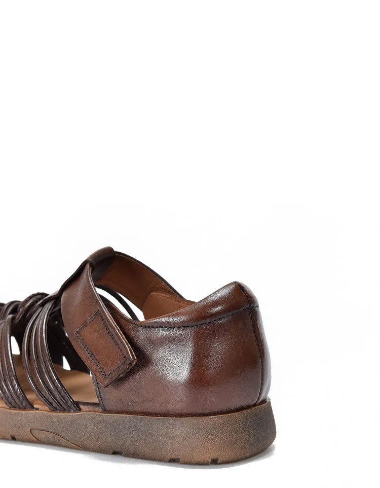 Summer Leather Woven Close Toe Fisherman Sandals