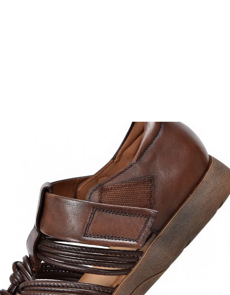 Summer Leather Woven Close Toe Fisherman Sandals