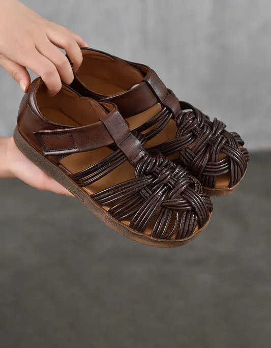 Summer Leather Woven Close Toe Fisherman Sandals