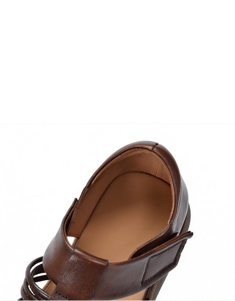 Summer Leather Woven Close Toe Fisherman Sandals