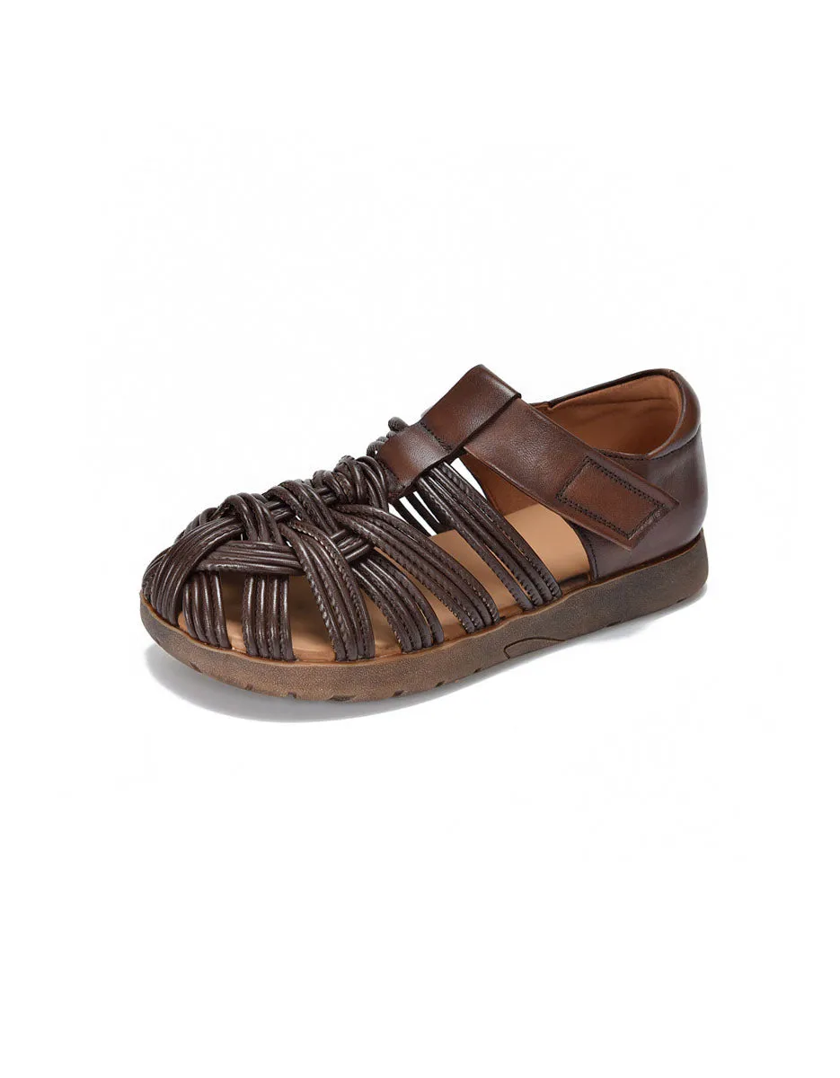 Summer Leather Woven Close Toe Fisherman Sandals