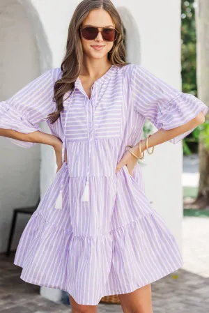 The Hopeful Lavender Striped Babydoll Dress