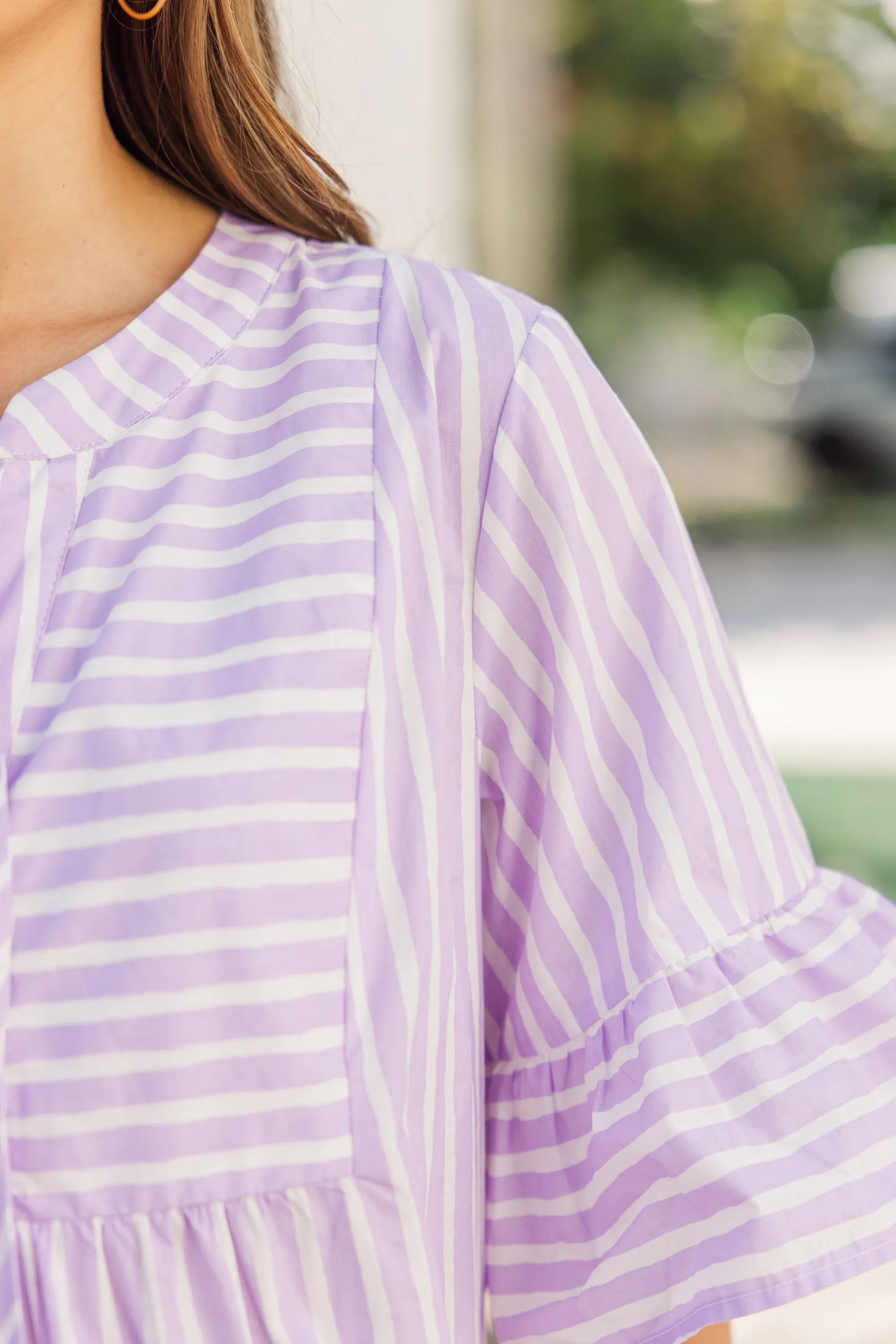 The Hopeful Lavender Striped Babydoll Dress