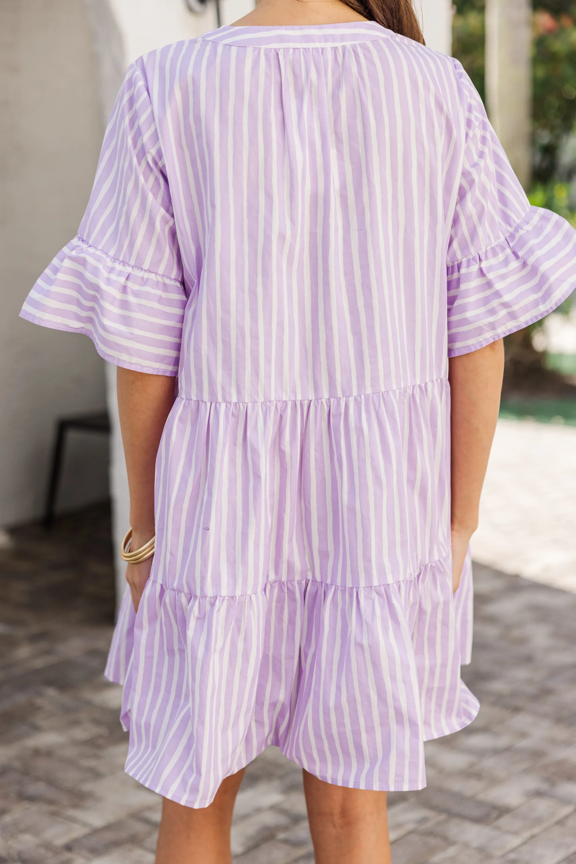 The Hopeful Lavender Striped Babydoll Dress