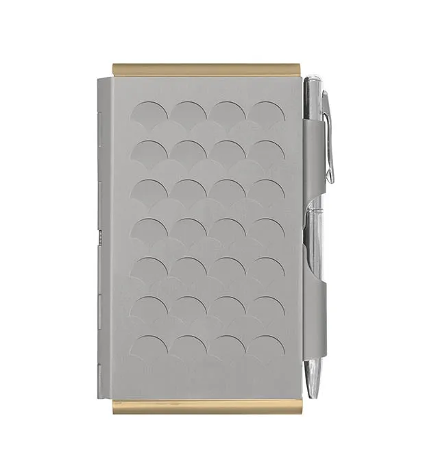 Troika Flip Note Metal Case For Cards/Cash With Notepad & Pen - Silver Scale