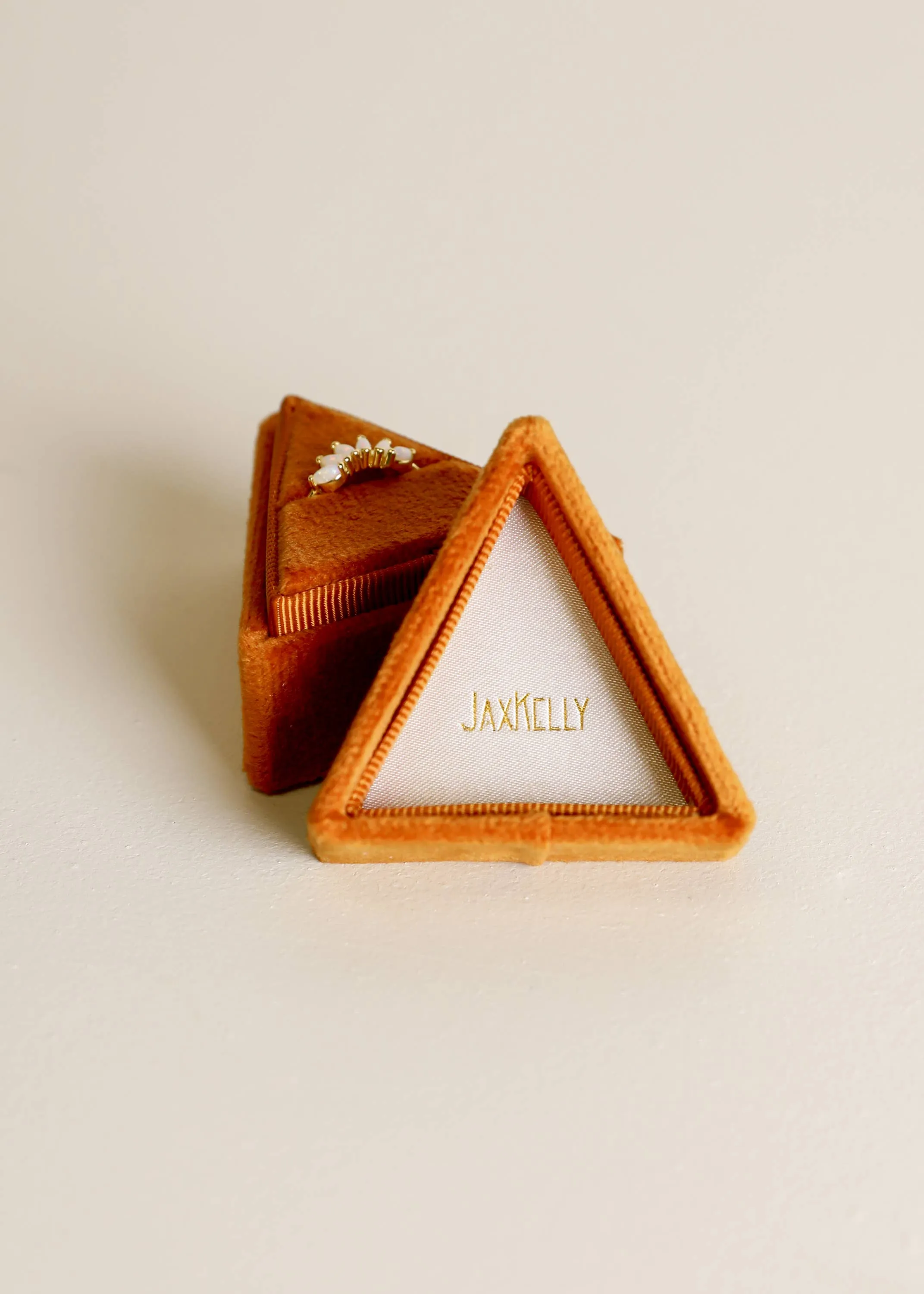 Velvet Jewelry Box - Triangle - Burnt Orange: Burnt Orange