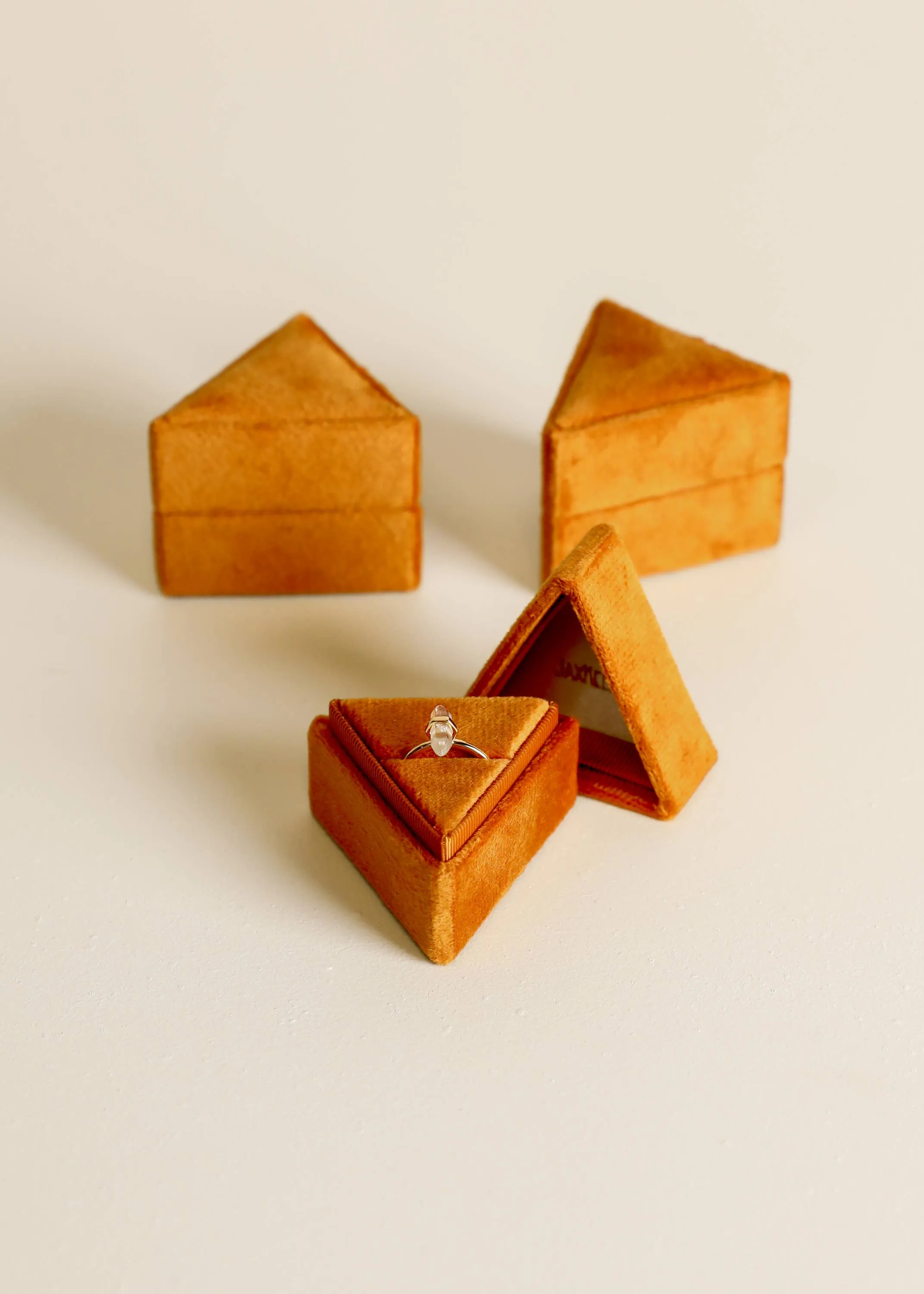 Velvet Jewelry Box - Triangle - Burnt Orange: Burnt Orange