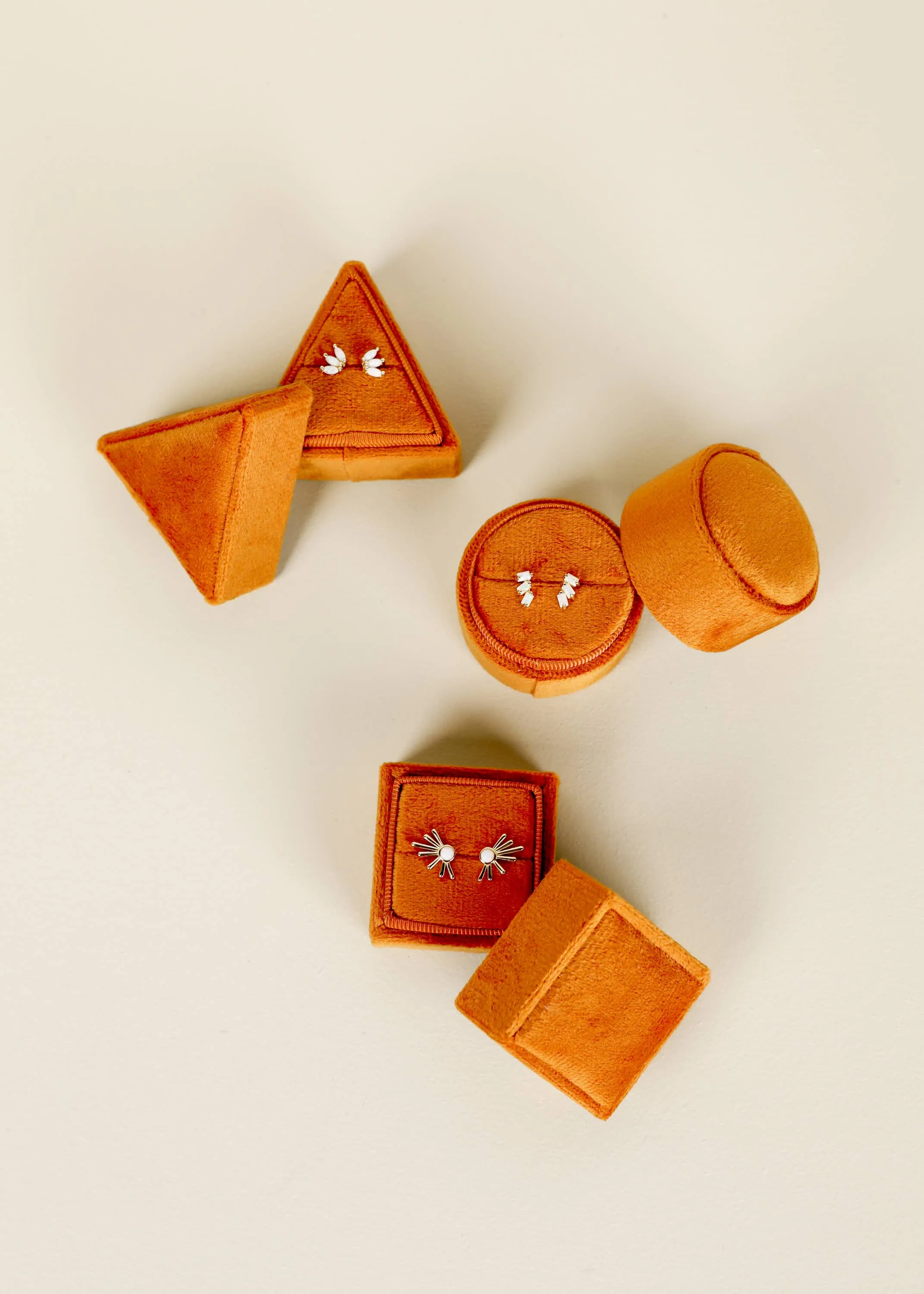 Velvet Jewelry Box - Triangle - Burnt Orange: Burnt Orange
