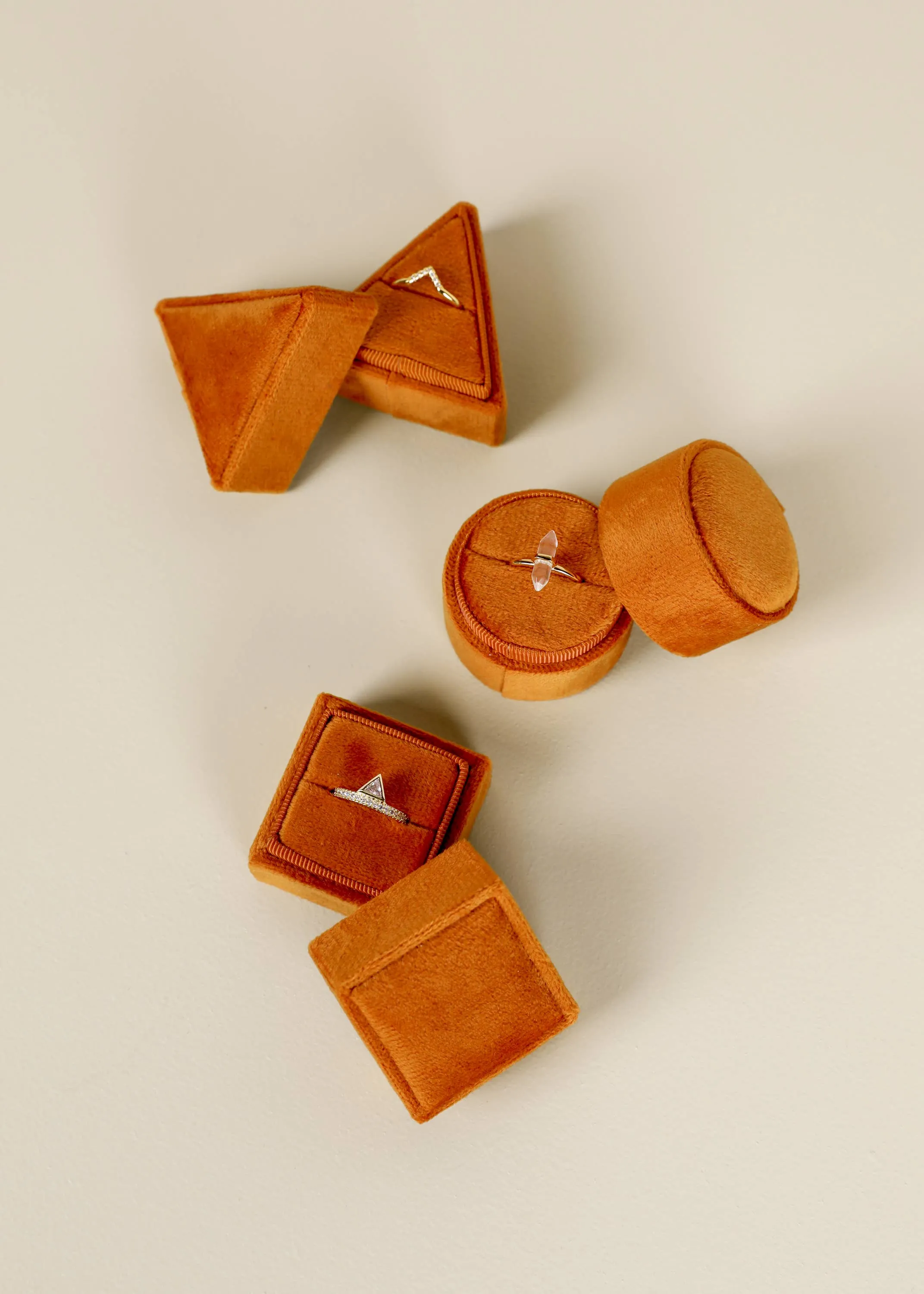 Velvet Jewelry Box - Triangle - Burnt Orange: Burnt Orange