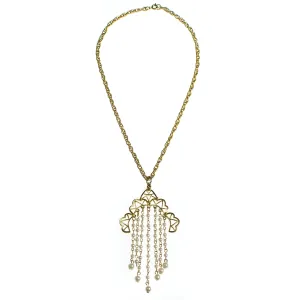 Vintage 1970s Bohemian Chic Waterfall Pearl Tassel Necklace