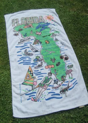 Vintage Florida Map Beach Towel