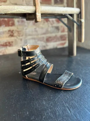 Washed Leather Sandals - Black