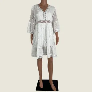 White Lace Summer Dress Large