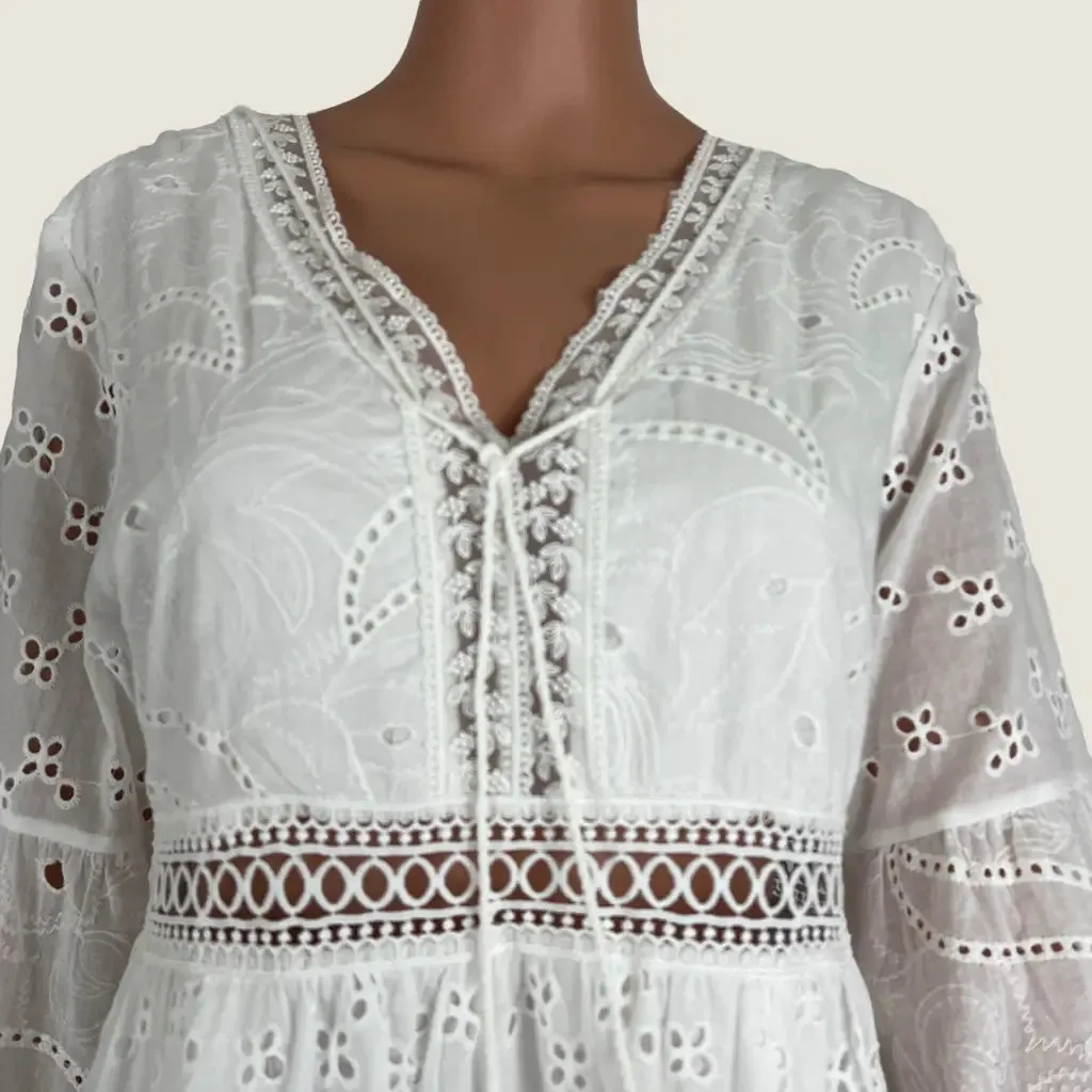 White Lace Summer Dress Large