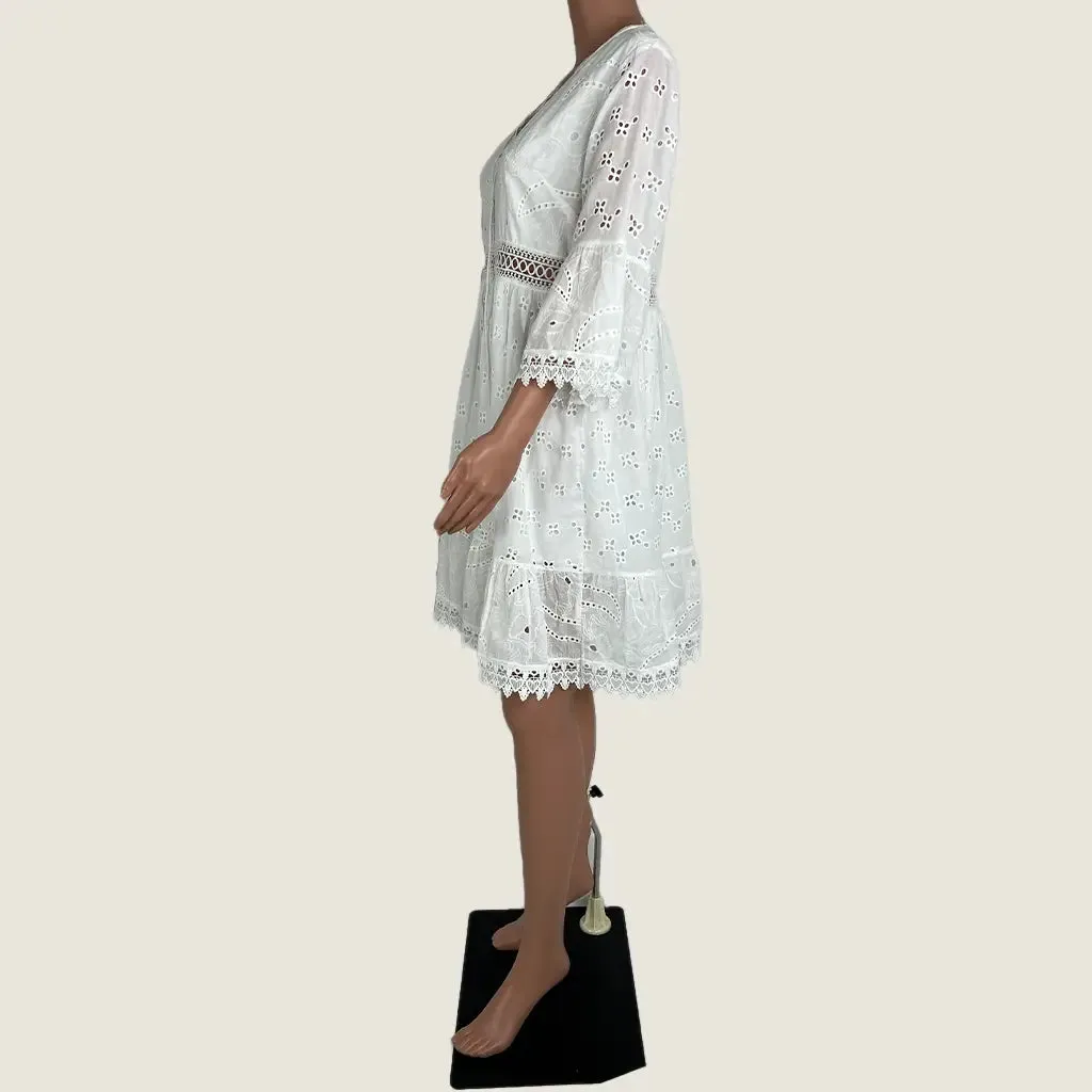 White Lace Summer Dress Large