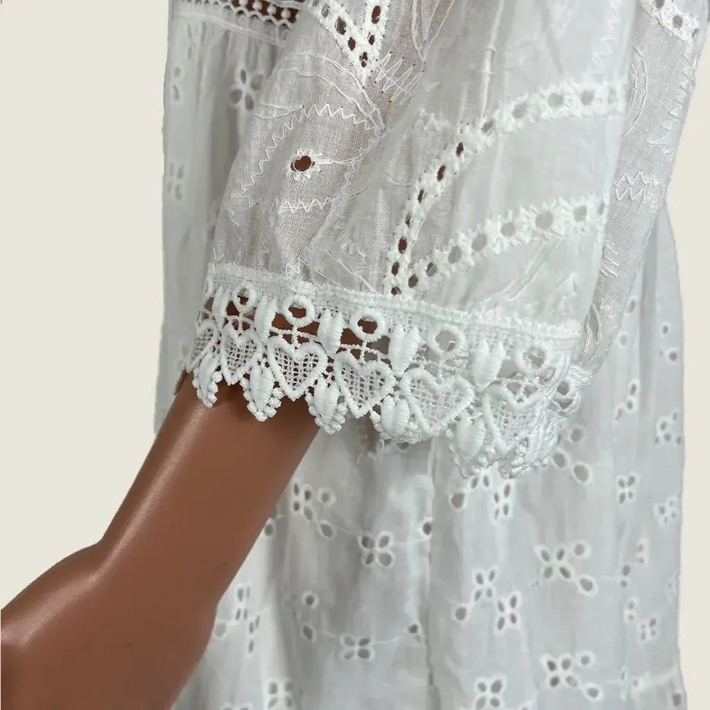 White Lace Summer Dress Large