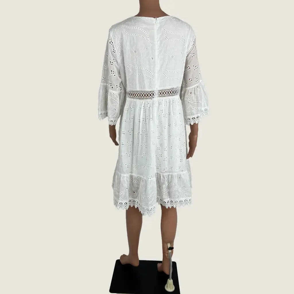 White Lace Summer Dress Large
