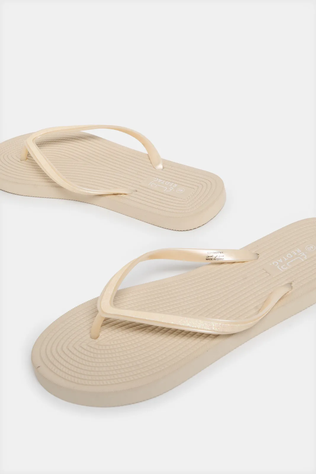 Women Beige Glitter Flip Flop