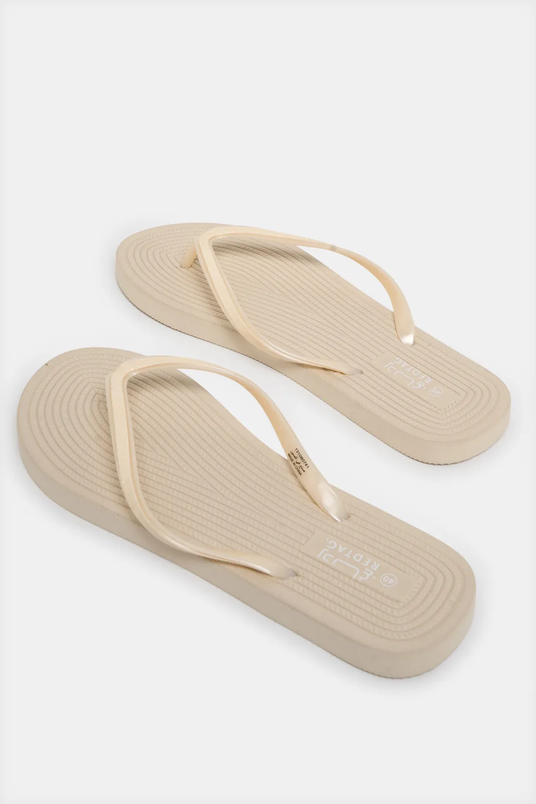 Women Beige Glitter Flip Flop