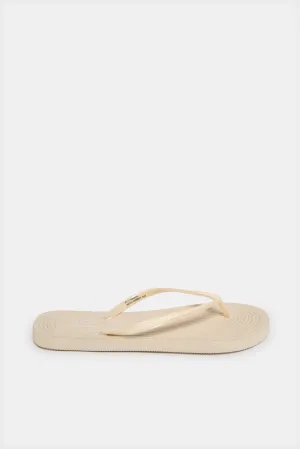 Women Beige Glitter Flip Flop