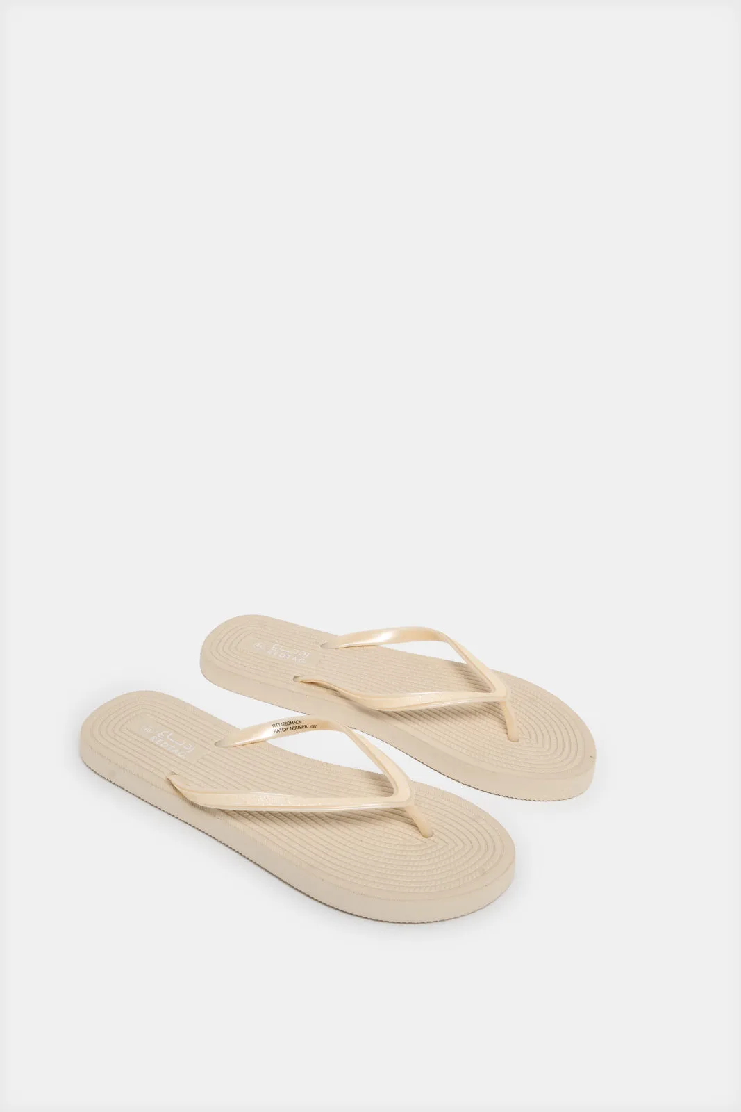 Women Beige Glitter Flip Flop