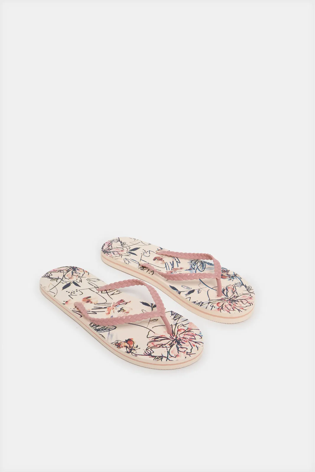 Women Pink Floral Flip Flop