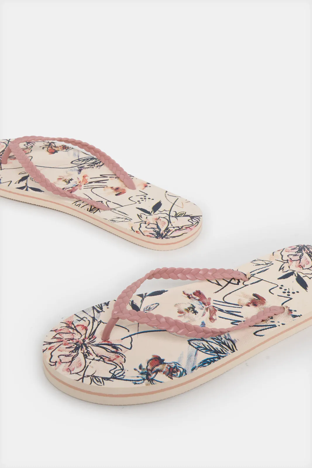 Women Pink Floral Flip Flop