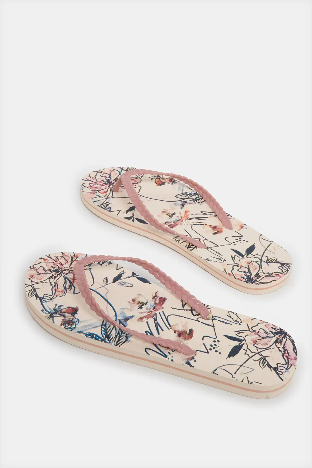 Women Pink Floral Flip Flop