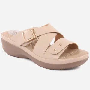 Women "ALIZEE" Big Buckle Strappy Comfort Slippers